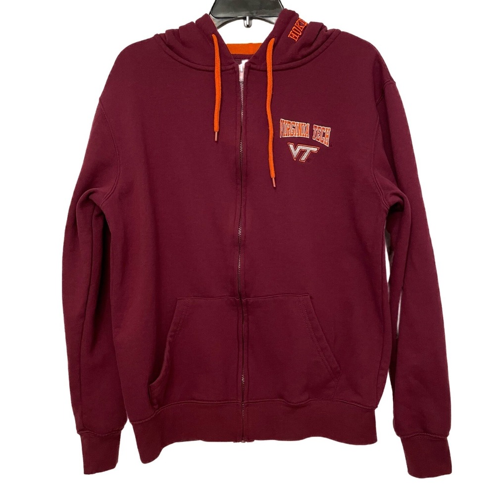 Virginia Tech Zip Up Sweatshirt Hoodie Jacket Mens Medium Maroon Orange
